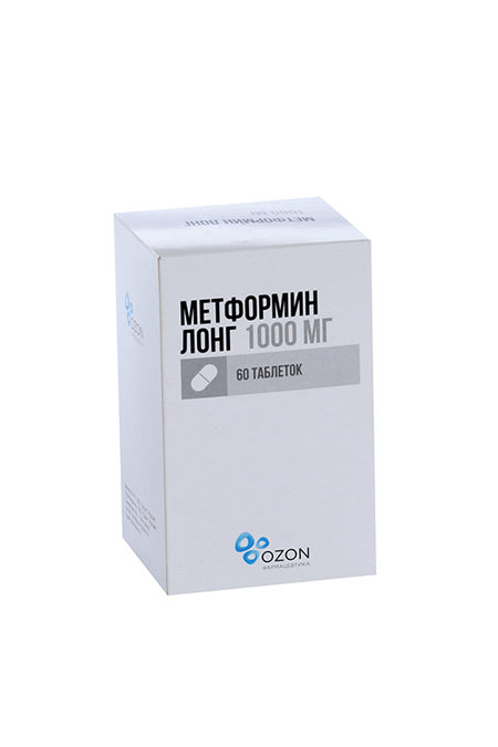 Метформин Лонг 1000 мг, 60 шт, таблетки с пролонгированным высвобождением