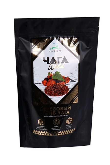 Чага Вистерра березовый гриб молотая отборная фракция, 100 г
