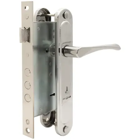 Замок врезной с дверными ручками на планке Зенит ЗВ9-6-01 хром