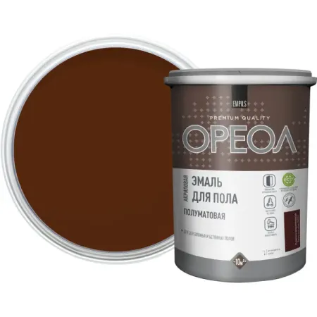 Эмаль акриловая для пола Ореол полуматовая цвет красно-коричневый 0.9 кг