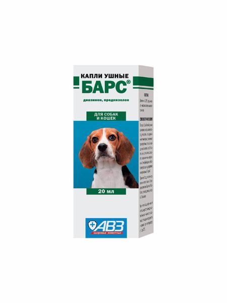 Лекарственные препараты Агроветзащита Капли ушные БАРС для лечения отитов клещевого и микробного происхождения (20 мл)