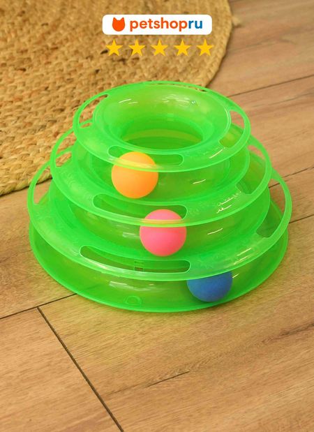 Для дома PETSHOP Игрушка для кошек интерактивная  пирамидка с шариками (100 г)