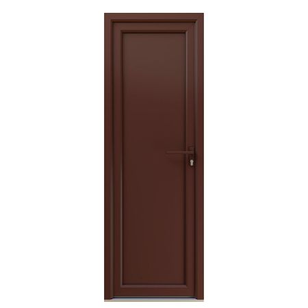 Металлопластиковая дверь VEKA 2050х700 мм алюминиевый порог коричневая правая глухая