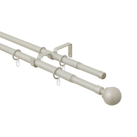 Карниз настенный металлический двухрядный раздвижной 160-300 см d16/19 мм сталь матовый (108.679)