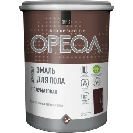 Эмаль акриловая для пола Ореол полуматовая цвет венге 0.9 кг