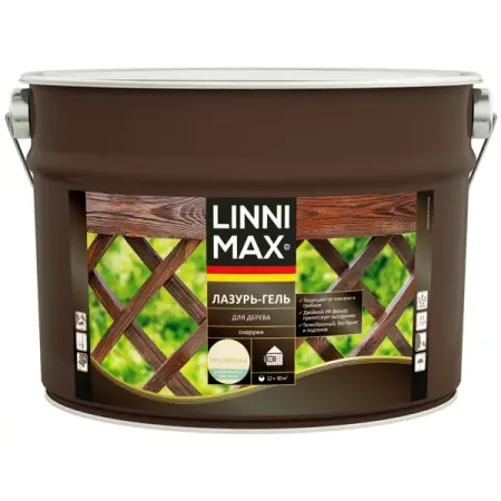 Лазурь-гель для дерева Linnimax полуматовая прозрачная 9 л