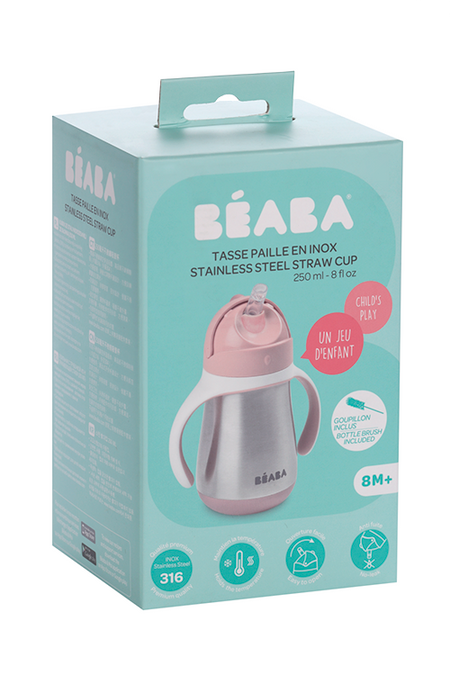 Поильник-термос Beaba розовый, 250 мл