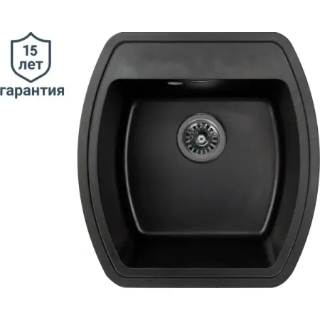 Мойка для кухни врезная KONSENSA 51x48 см глубина чаши 27 см кварц цвет черный