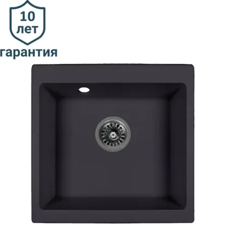 Мойка для кухни врезная KONSENSA 48x43 см глубина чаши 34 см кварц цвет черный