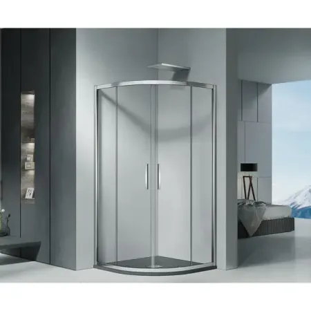 Душевая ширма Makiato 1/4 круга 90x90x190см цвет профиля хром раздвижная стекло 5мм прозрачное ролики для раздвижных дверей из нержавейки 2 шт