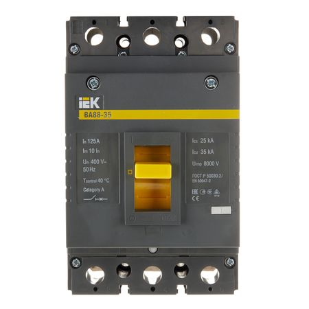 Автоматический выключатель в литом корпусе IEK Karat ВА88-35 3P 125А 35 кА 400 В (SVA30-3-0125) автоматический резервный переключатель earuelectric 3 фазы 4 фазы 125а 380в