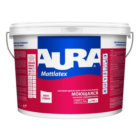Краска моющаяся Aura Interior Mattlatex база TR бесцветная 15 л основы медицинских знаний