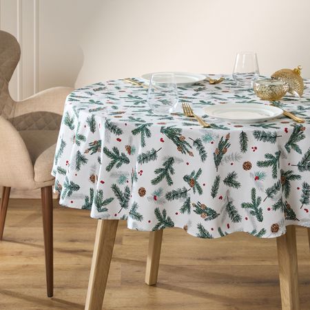 Скатерть круглая Елка/Christmas tree полиэстерная скатерть merry christmas tree snowflake