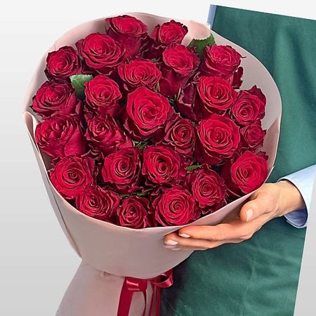 Букет живых цветов STUDIO FLORISTIC Букет из красных Роз 80 см 25 шт «Секрет Сердца»