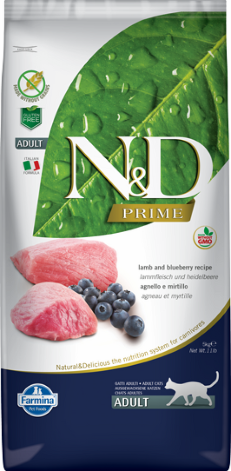 Сухие корма FARMINA для взрослых кошек, ягненок с черникой, беззерновой (300 г)
