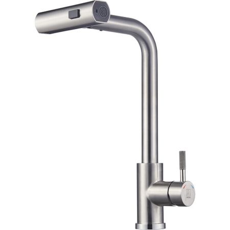 Смеситель для кухни ARGOtech Solid нержавеющая сталь с высоким изливом с водопадом с вытяжной лейкой однорычажный (35-16/3K SOLID)