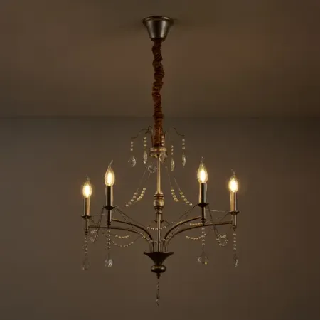 Светильник подвесной Bagetta 5 ламп 20 м² цвет хром