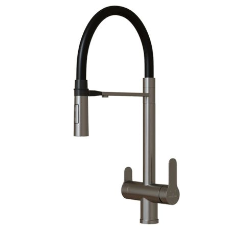 Смеситель для кухни Mixline MLSS-0401 сатин с высоким изливом с подключением к фильтру однорычажный (556013)