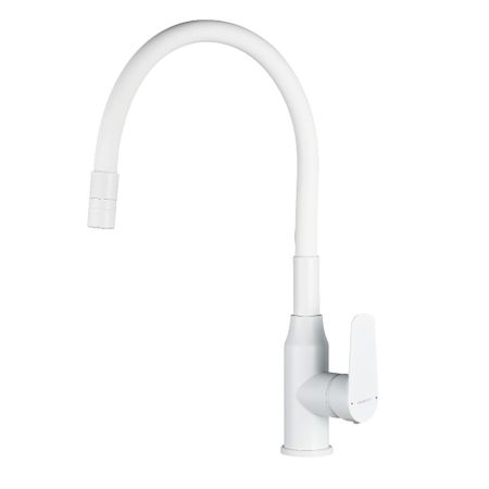 Смеситель для кухни Decoroom DR29 белый с гибким изливом однорычажный (DR29024W)