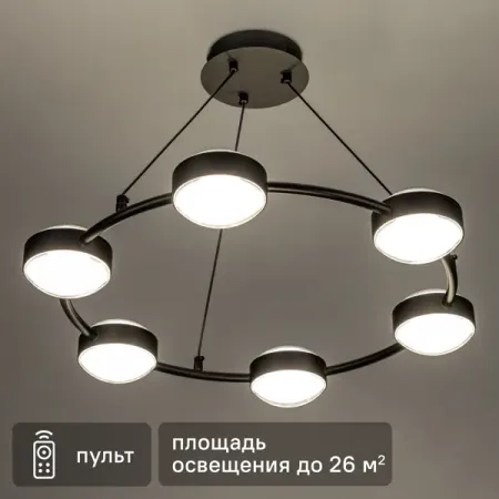 Люстра потолочная светодиодная Palla 51714 с пультом управления 26 м2 регулируемый белый свет цвет черный