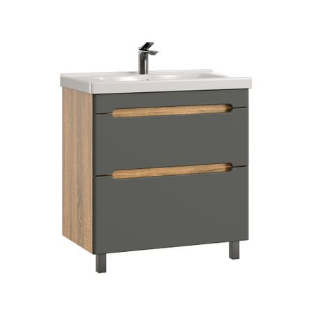 Комплект тумба с раковиной Sanstar Diva 80 см напольная дуб вотан/графит софт (460.1-1.4.1.ККОМ)