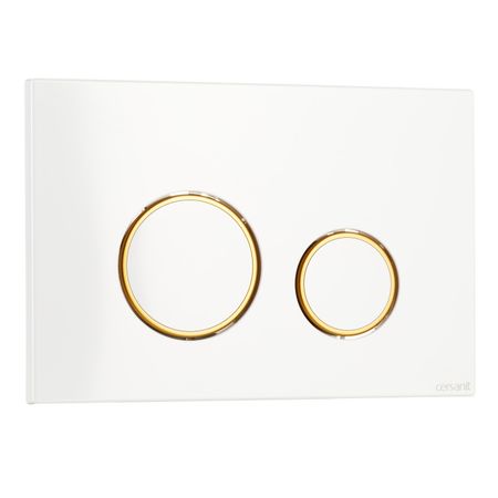 Клавиша смыва для инсталляций Cersanit Twins белая/золото (63535)