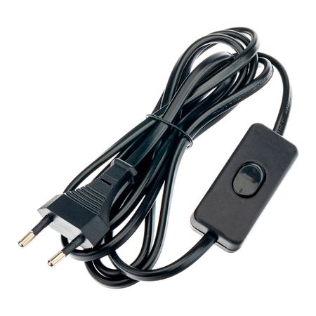 Кабель для светильника Duwi IP20 230 В 2 м с выключателем черный (28570 0)