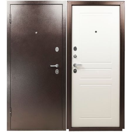 Дверь входная Промет Марс/Титан рационалист левая медный антик - ясень белый 860х2050 мм