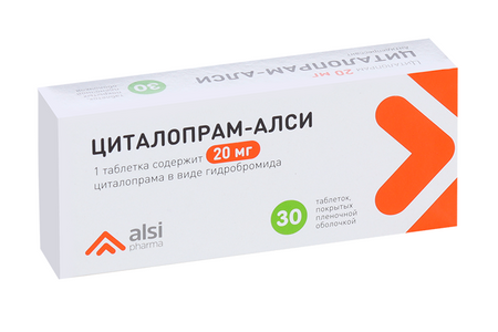 Циталопрам-АЛСИ 20 мг, 30 шт, таблетки покрытые пленочной оболочкой