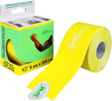 Лейкопластырь SFM кинезио тейп в диспенсере рулон с логотипом 5х500 см, желтый
