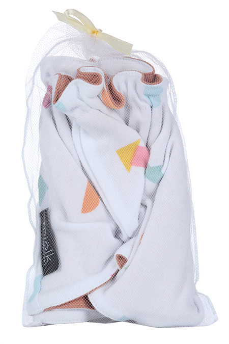 Нагрудник Мьельк Игрушки белый/мятный/желтый двухсторонний