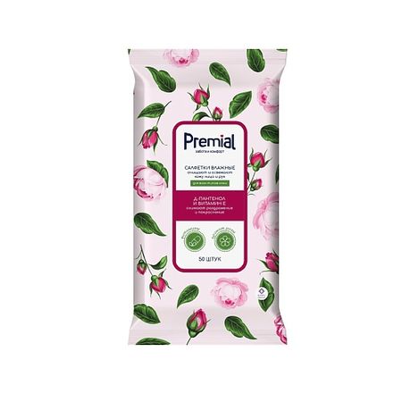 Салфетки для тела PREMIAL La fleur Cалфетки влажные очищающие ароматерапия роза