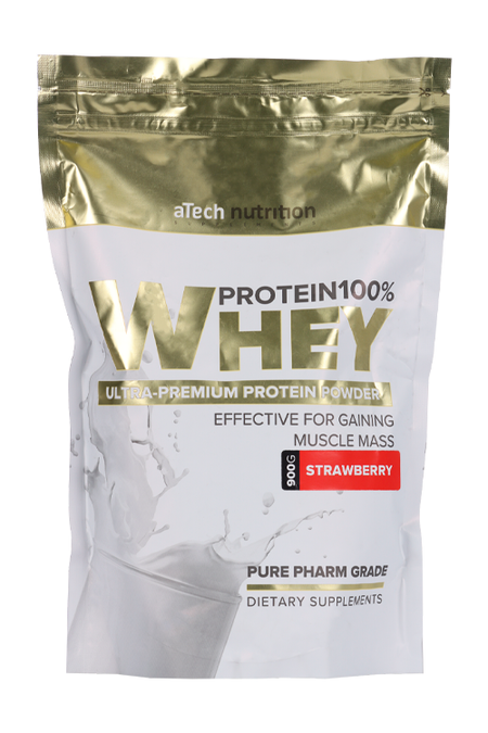 Whey Protein 100% aTech Nutrition клубника (SS), 900 г