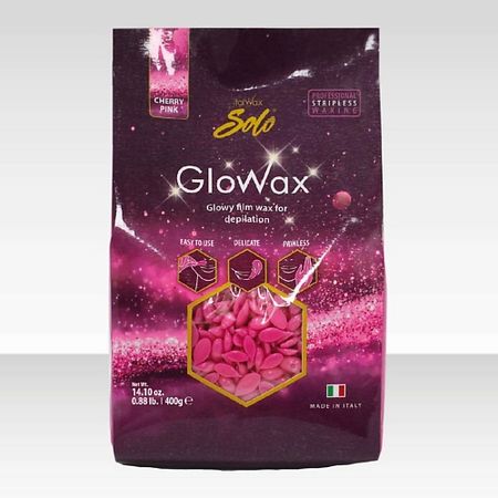 Воск для депиляции ITALWAX Воск горячий (пленочный) SOLO GLOWAX Вишня гранулы воск italwax водорастворимый в банке 400мл 600 гр ультра мягкий