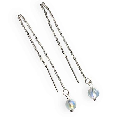 Серьги KOKOSHNIKI Серьги протяжки серебристые на цепочках с радужной бусиной винты для жесткого диска jarblue 50 шт черные или серебристые cm6 32 3 5 5 6