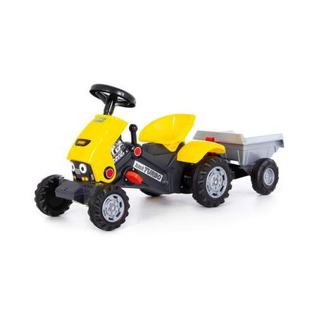 Игрушка Полесье Каталка-трактор Turbo-2 с педалями/полуприцепом желтая (89342)