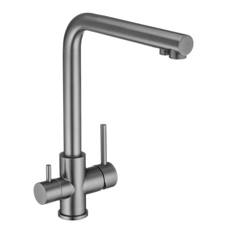 Смеситель для кухни Swedbe Selene Plus графит с высоким изливом с подключением к фильтру однорычажный (8151GT)
