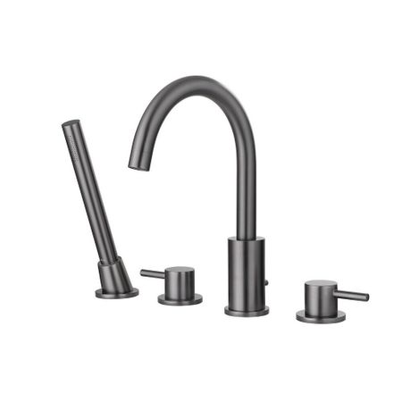 Смеситель на борт ванны Abber Wasser Kreis никель двухрычажный с лейкой (AF8113NG)