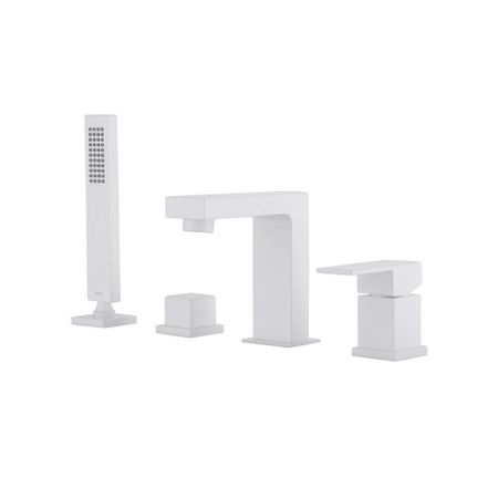 Смеситель на борт ванны Abber Daheim белый матовый однорычажный с лейкой (AF8213W)