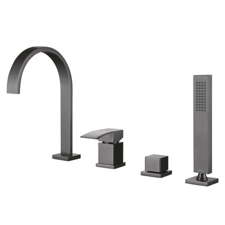 Смеситель на борт ванны Abber Wasserfall никель однорычажный с лейкой (AF8613NG)