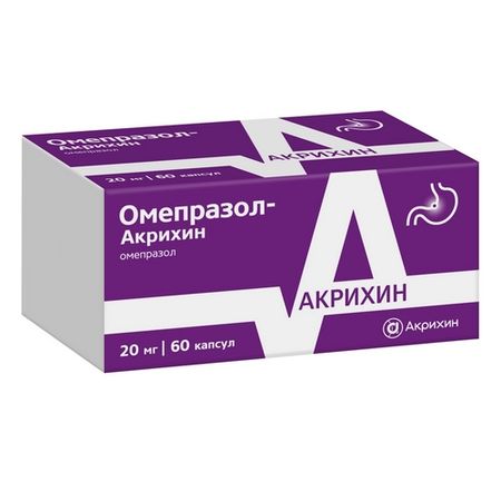 Омепразол-Акрихин 20 мг, 60 шт, капсулы кишечнорастворимые