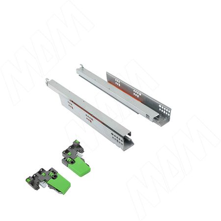 VEKTOR.PRO LT направляющие 450 мм, ниж. крепления, полн. выдвижения, с толкателем, 3D фиксаторы, для плиты 18мм (V.PRO.LT450.18) vektor bs45 направляющие 650 мм шариковые h45 полн выдвижения оцинк 1045 26 z