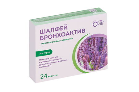 Шалфей Бронхоактив Ovie, 24 шт, таблетки для рассасывания