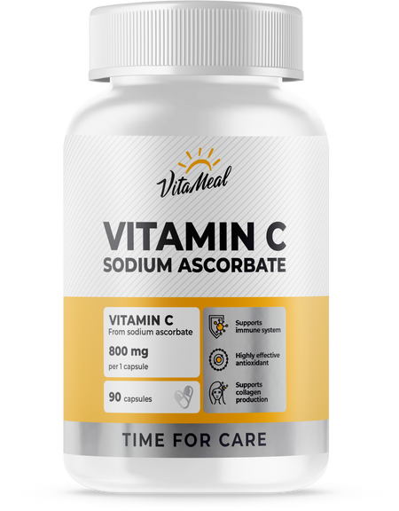 Витамин С, Аскорбат натрия, 800 мг, 90 капсул, VitaMeal