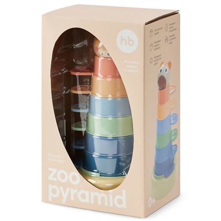 Набор детский HAPPY BABY Развивающая игрушка пирамидка, ZOO PYRAMID