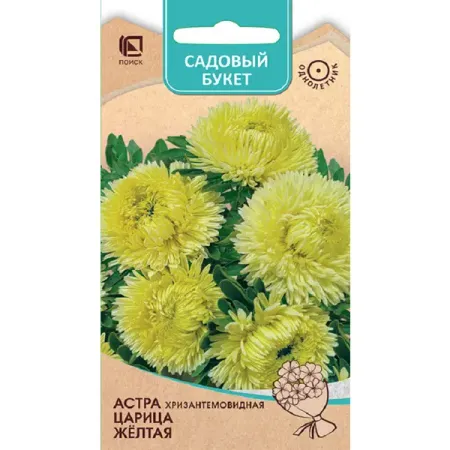 Семена цветов астра хризантемовидная Царица желтая