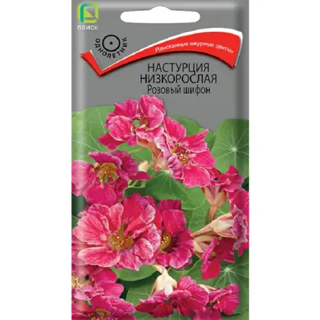 Семена цветов настурция низкорослая розовый шифон