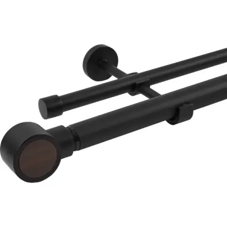 Настенный карниз раздвижной двухрядный Koky d25/28 мм 200-360 см металл цвет черный металлические кольца для штор aifish ojal 001 6