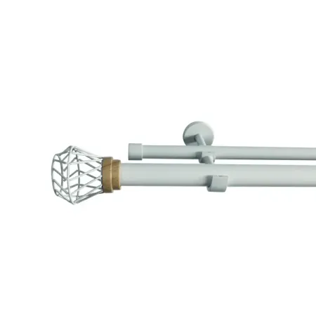 Настенный карниз раздвижной двухрядный Tulis d25/28 мм 200-360 см металл цвет белый никелированные винты chicago screws 20 шт