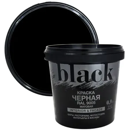 Краска фасадная Радуга ВД-АК 18 матовая цвет черный 0.9 л